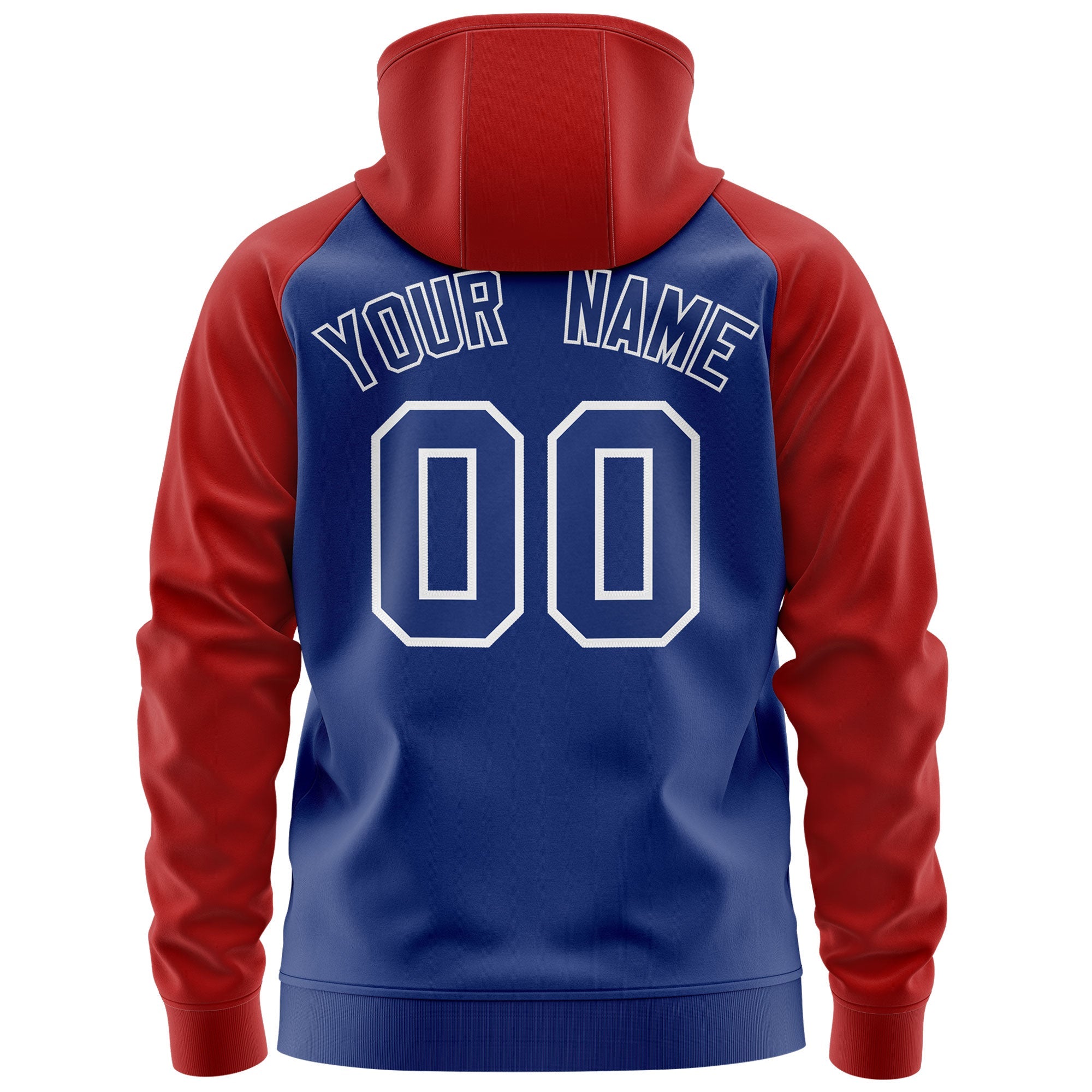 Custom Stitched Royal Red-White Raglan Sleeves Sports Full-Zip Sweatshirt Hoodie