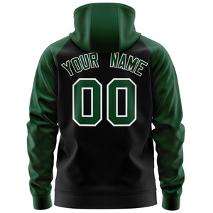 Custom Stitched Black Green-White Raglan Sleeves Sports Full-Zip Sweatshirt Hoodie