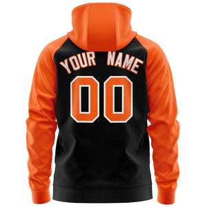 Custom Stitched Black Orange-White Raglan Sleeves Sports Full-Zip Sweatshirt Hoodie