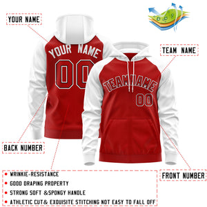 Custom Stitched Red Black-White Raglan Sleeves Sports Full-Zip Sweatshirt Hoodie