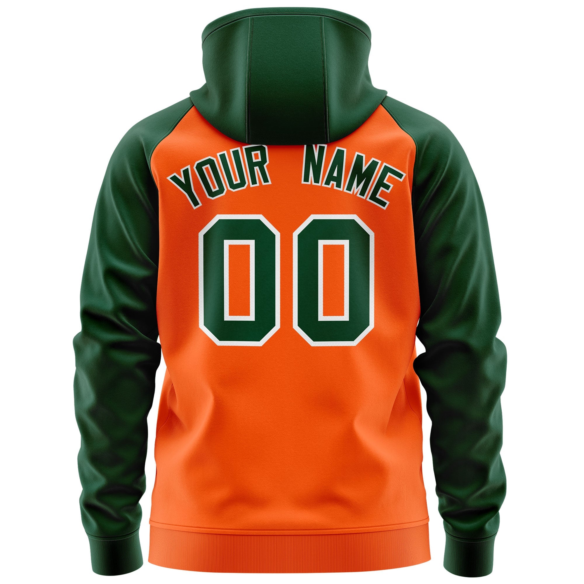 Custom Stitched Orange Green-White Raglan Sleeves Sports Full-Zip Sweatshirt Hoodie