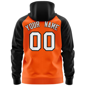 Custom Stitched Orange White-Black Raglan Sleeves Sports Full-Zip Sweatshirt Hoodie