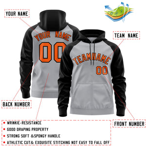 Custom Stitched Gray Orange-Black Raglan Sleeves Sports Full-Zip Sweatshirt Hoodie