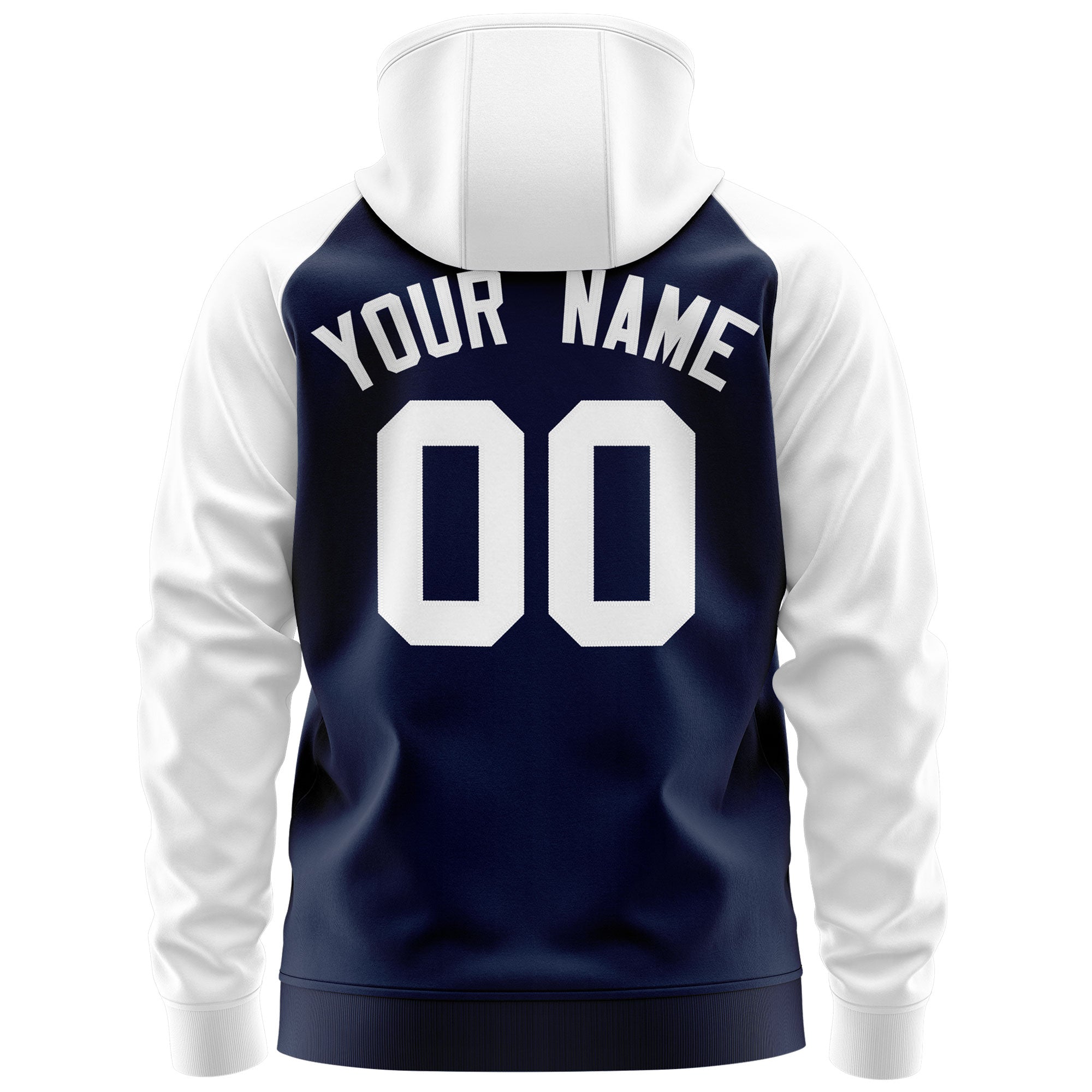 Custom Stitched Navy White Raglan Sleeves Sports Full-Zip Sweatshirt Hoodie