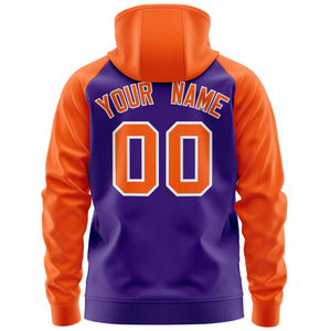 Custom Stitched Purple Orange Raglan Sleeves Sports Full-Zip Sweatshirt Hoodie