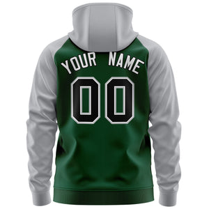 Custom Stitched Green Black-Gray Raglan Sleeves Sports Full-Zip Sweatshirt Hoodie