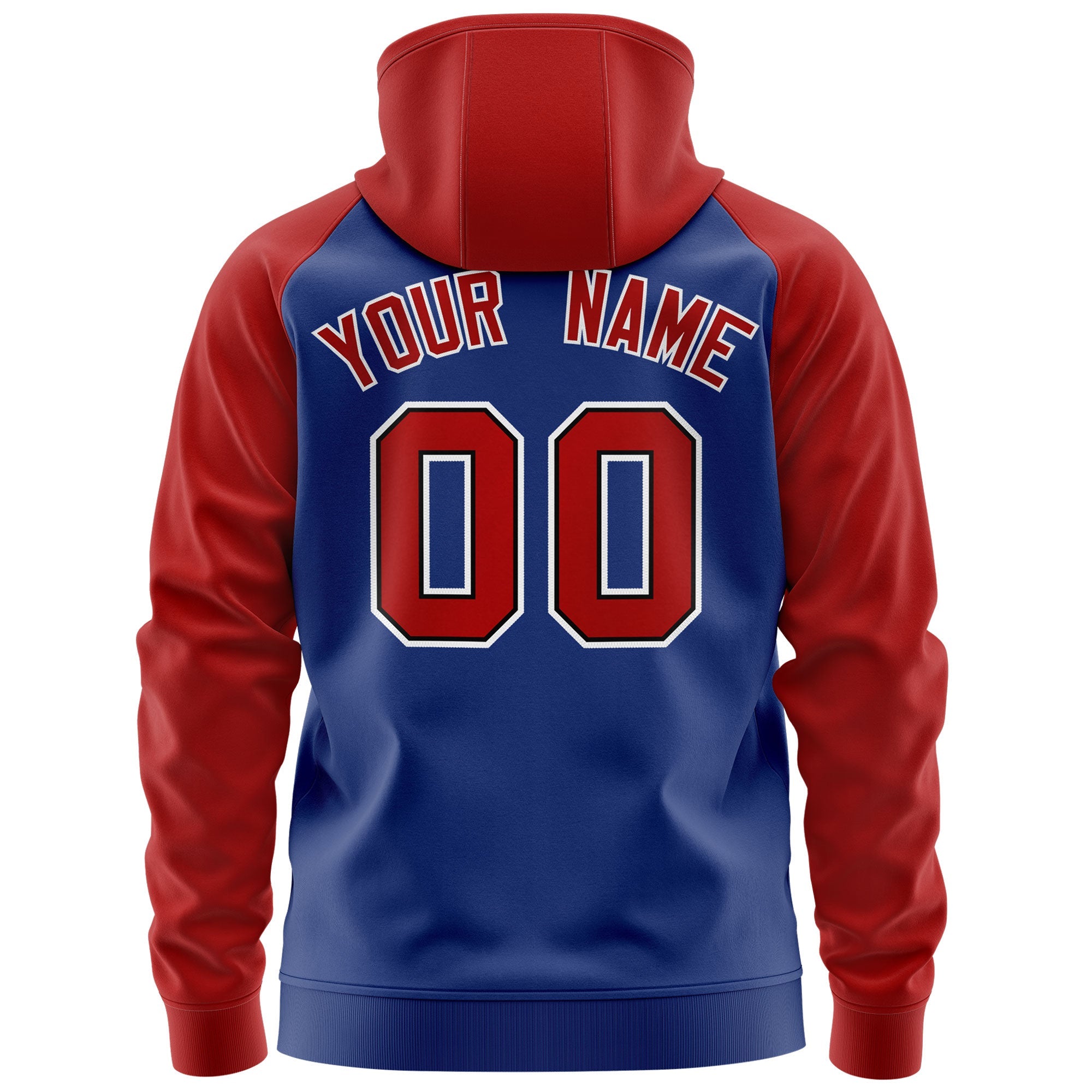 Custom Stitched Royal Red-White Raglan Sleeves Sports Full-Zip Sweatshirt Hoodie