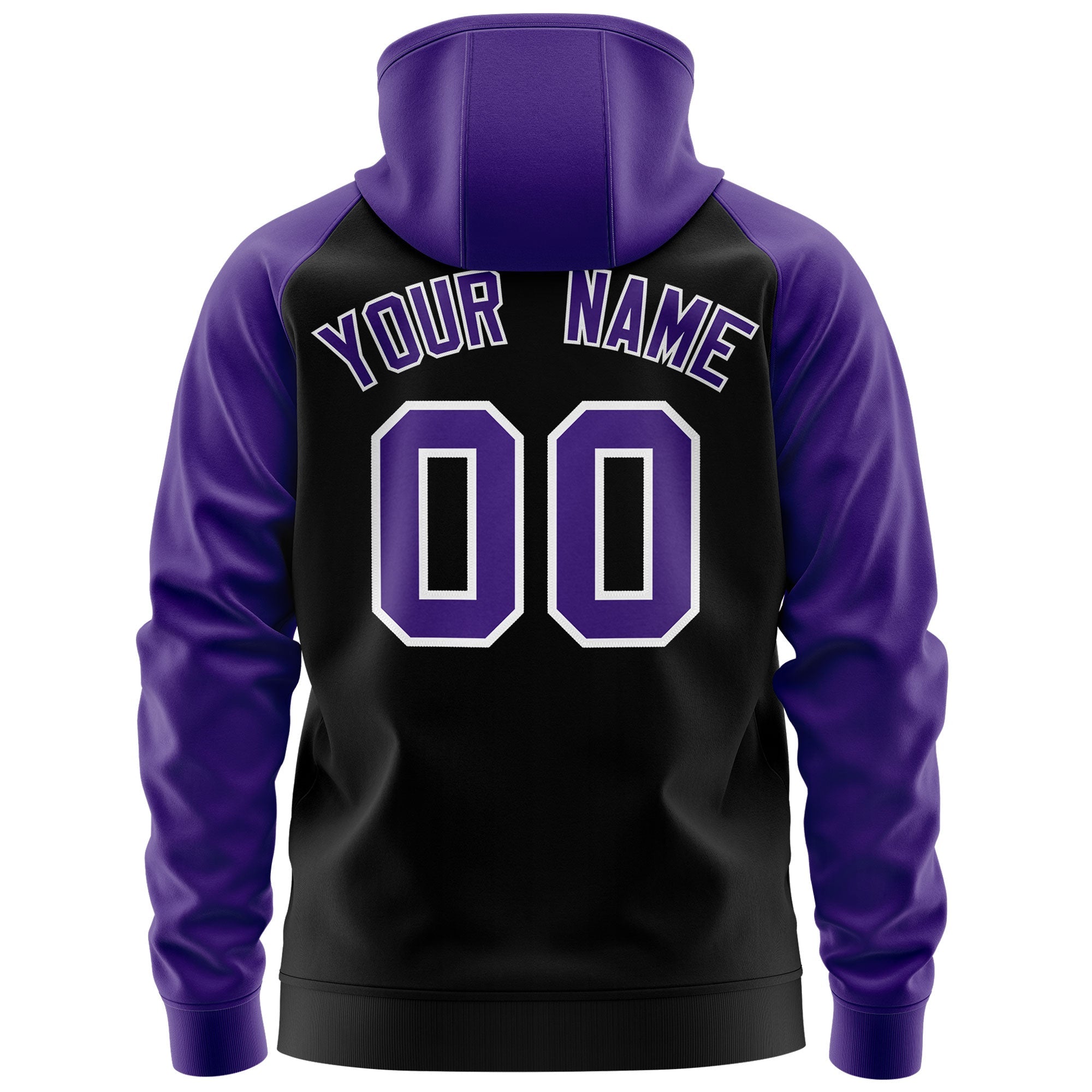 Custom Stitched Black Purple-White Raglan Sleeves Sports Full-Zip Sweatshirt Hoodie