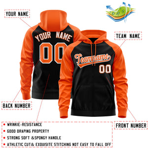 Custom Stitched Black Orange-White Raglan Sleeves Sports Full-Zip Sweatshirt Hoodie