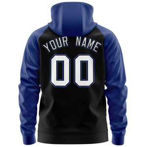 Custom Stitched Black White-Royal Raglan Sleeves Sports Full-Zip Sweatshirt Hoodie