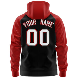 Custom Stitched Black White-Red Raglan Sleeves Sports Full-Zip Sweatshirt Hoodie