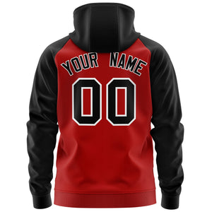 Custom Stitched Red Black-White Raglan Sleeves Sports Full-Zip Sweatshirt Hoodie