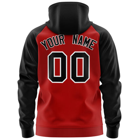 Custom Stitched Red Black-White Raglan Sleeves Sports Full-Zip Sweatshirt Hoodie