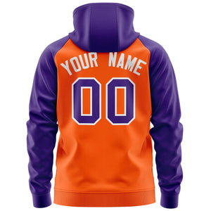 Custom Stitched Orange Purple-White Raglan Sleeves Sports Full-Zip Sweatshirt Hoodie