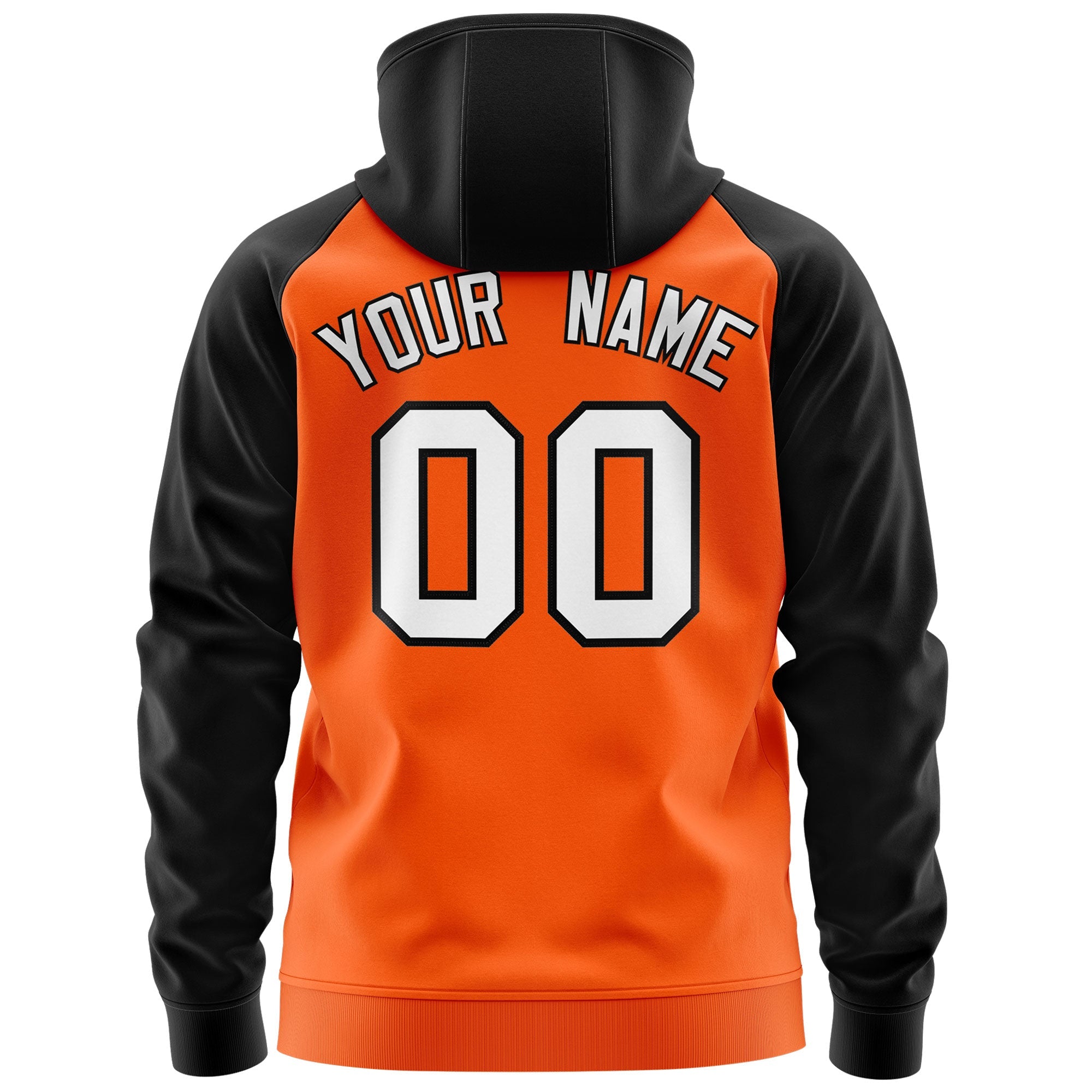 Custom Stitched Orange White-Black Raglan Sleeves Sports Full-Zip Sweatshirt Hoodie