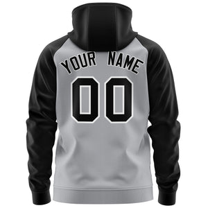 Custom Stitched Gray Black-White Raglan Sleeves Sports Full-Zip Sweatshirt Hoodie