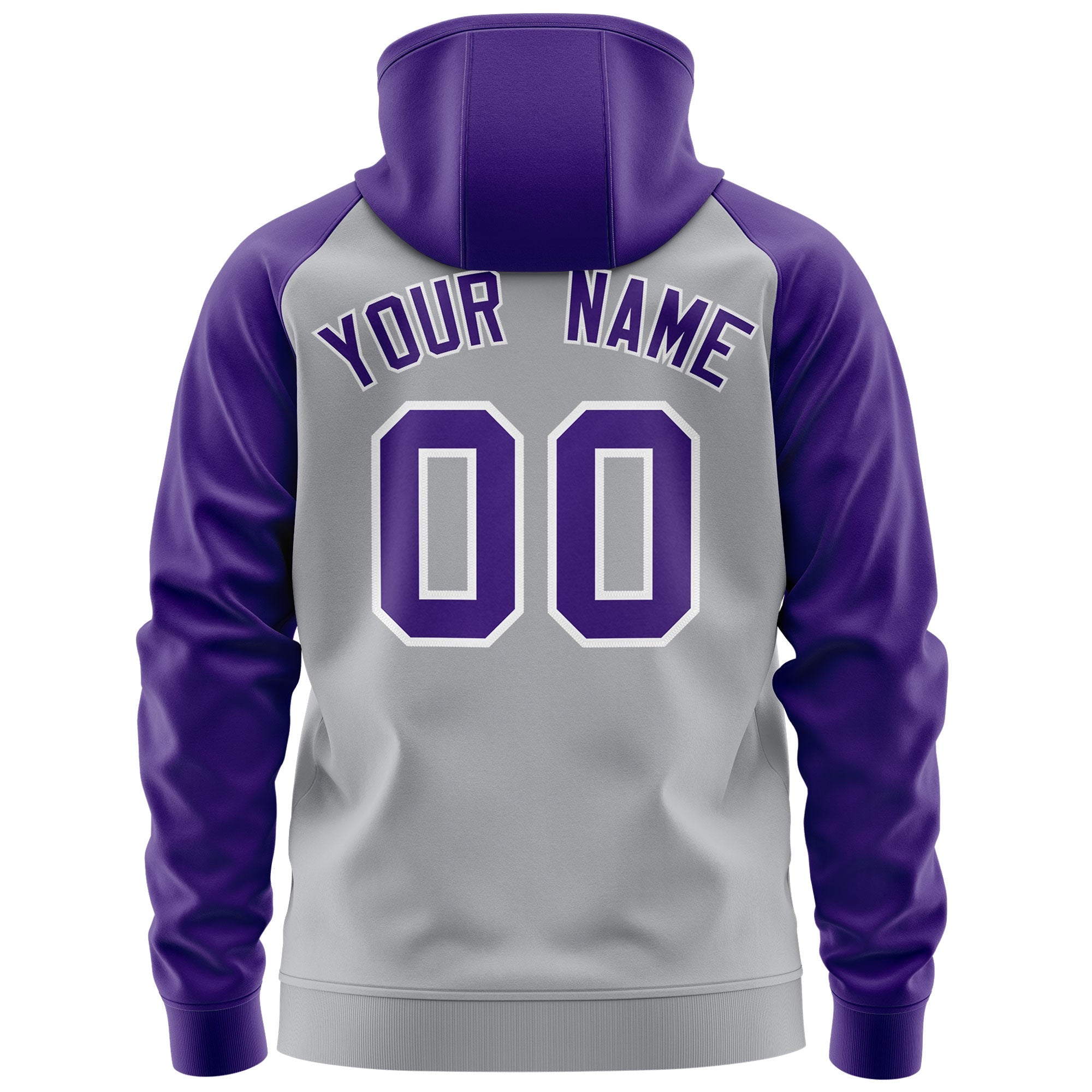 Custom Stitched Gray Purple-White Raglan Sleeves Sports Full-Zip Sweatshirt Hoodie