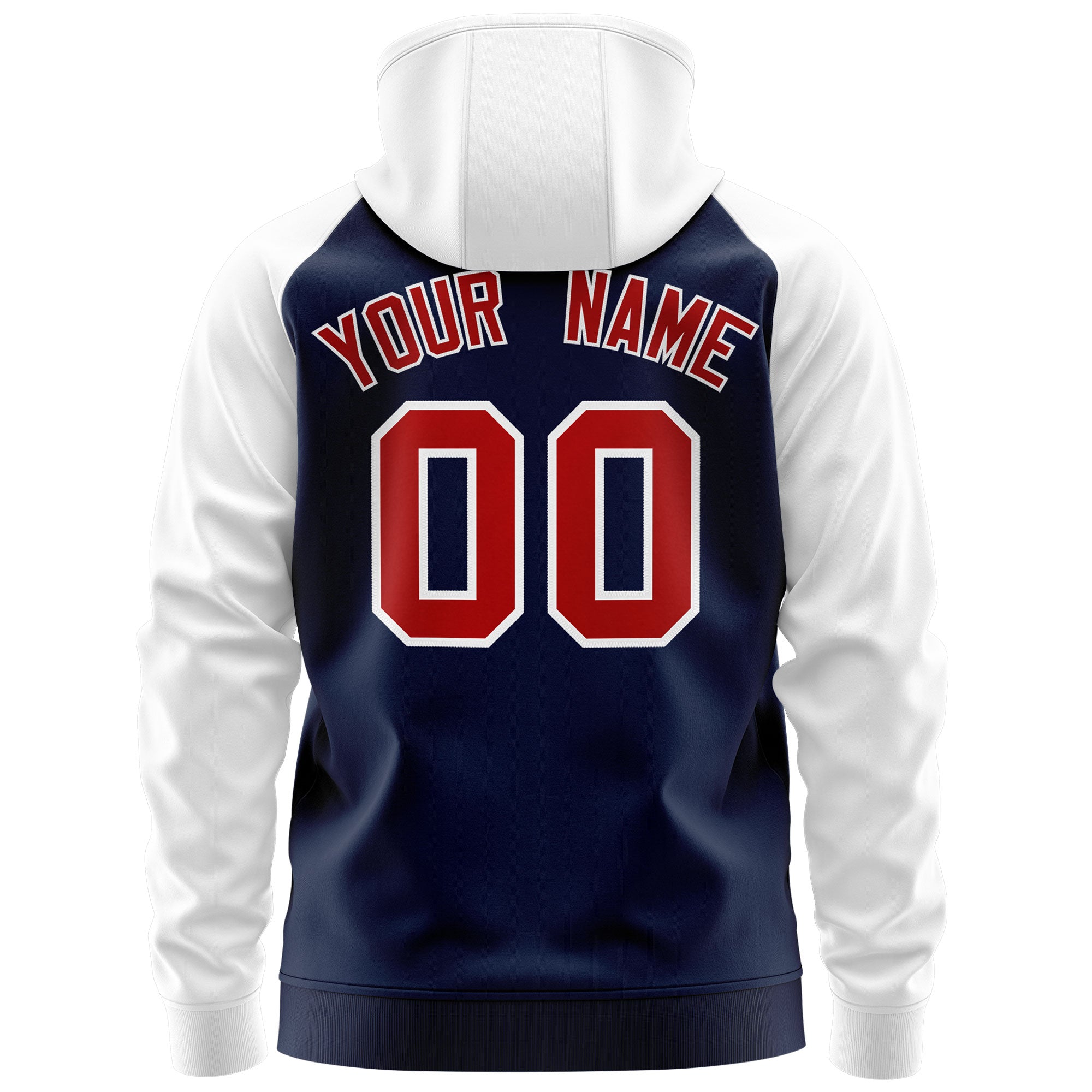 Custom Stitched Navy Red-White Raglan Sleeves Sports Full-Zip Sweatshirt Hoodie