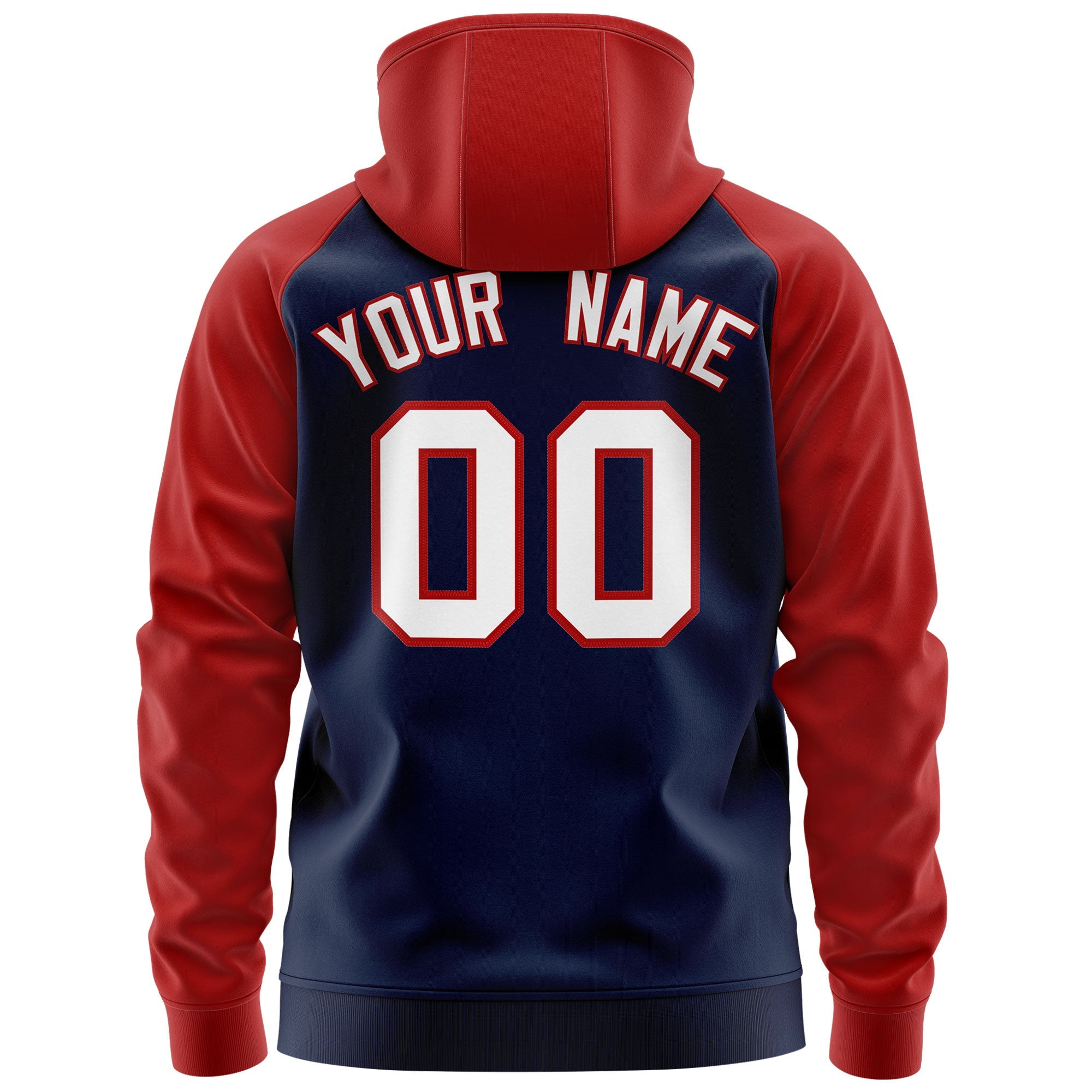 Custom Stitched Navy White-Red Raglan Sleeves Sports Full-Zip Sweatshirt Hoodie