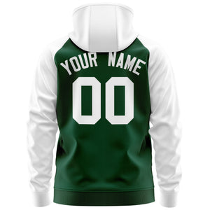 Custom Stitched Green White Raglan Sleeves Sports Full-Zip Sweatshirt Hoodie