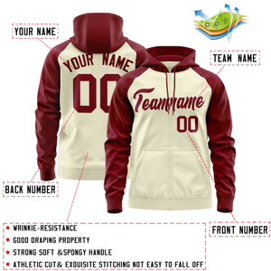 Custom Stitched Cream Crimson Raglan Sleeves Sports Full-Zip Sweatshirt Hoodie