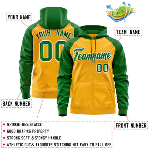 Custom Stitched Gold Kelly Green Raglan Sleeves Sports Full-Zip Sweatshirt Hoodie