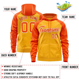 Custom Stitched Gold Orange Raglan Sleeves Sports Full-Zip Sweatshirt Hoodie