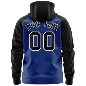 Custom Stitched Royal Black-White Raglan Sleeves Sports Full-Zip Sweatshirt Hoodie