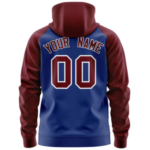 Custom Stitched Royal Crimson-White Raglan Sleeves Sports Full-Zip Sweatshirt Hoodie