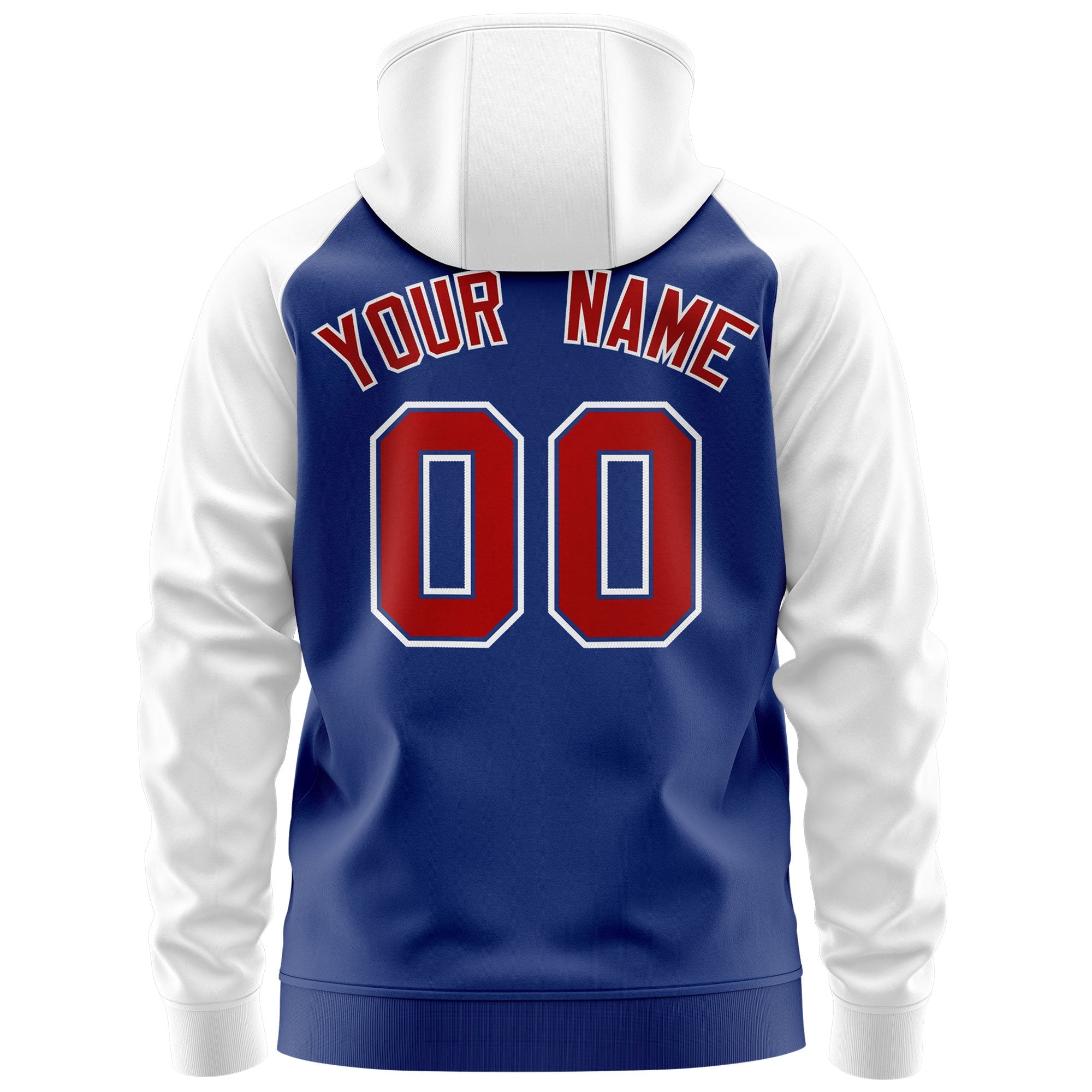 Custom Stitched Royal Red-White Raglan Sleeves Sports Full-Zip Sweatshirt Hoodie