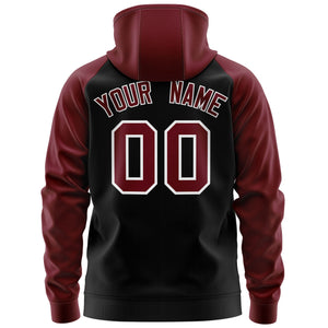 Custom Stitched Black Crimson-White Raglan Sleeves Sports Full-Zip Sweatshirt Hoodie