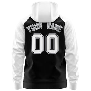 Custom Stitched Black White-Gray Raglan Sleeves Sports Full-Zip Sweatshirt Hoodie