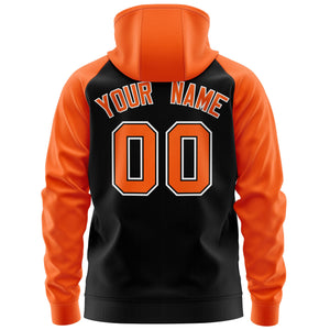 Custom Stitched Black Orange-White Raglan Sleeves Sports Full-Zip Sweatshirt Hoodie