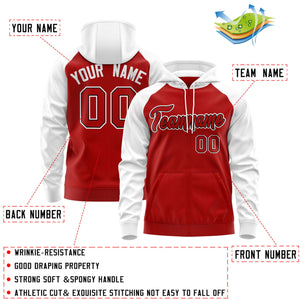 Custom Stitched Red Black-White Raglan Sleeves Sports Full-Zip Sweatshirt Hoodie