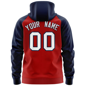 Custom Stitched Red White-Navy Raglan Sleeves Sports Full-Zip Sweatshirt Hoodie