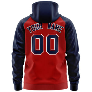 Custom Stitched Red Navy-White Raglan Sleeves Sports Full-Zip Sweatshirt Hoodie