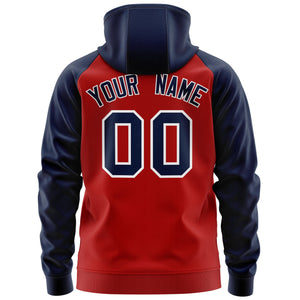 Custom Stitched Red Navy-White Raglan Sleeves Sports Full-Zip Sweatshirt Hoodie