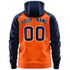 Custom Stitched Orange Navy-White Raglan Sleeves Sports Full-Zip Sweatshirt Hoodie