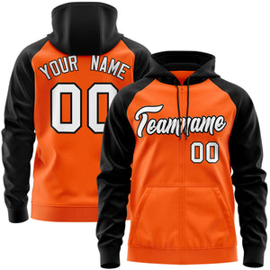 Custom Stitched Orange White-Black Raglan Sleeves Sports Full-Zip Sweatshirt Hoodie