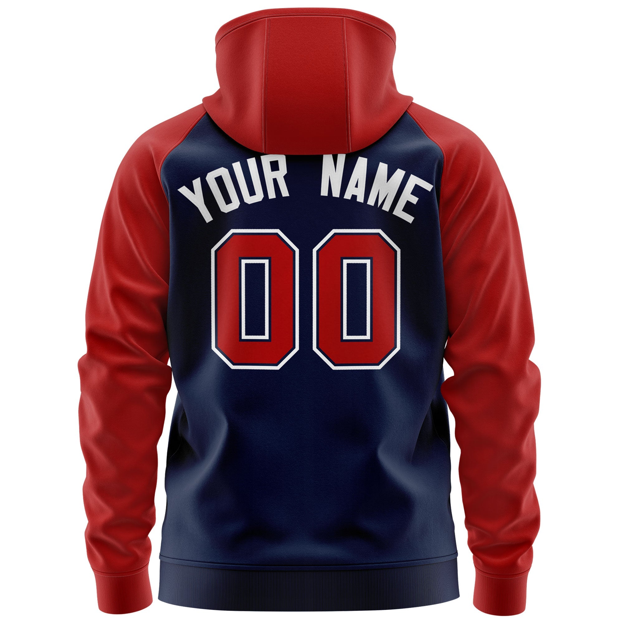 Custom Stitched Navy Red-White Raglan Sleeves Sports Full-Zip Sweatshirt Hoodie