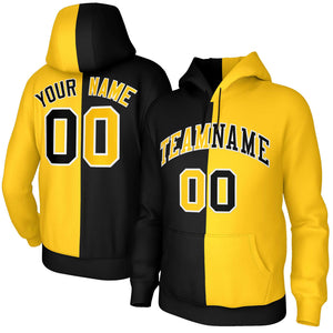 Custom Black Gold Gold-White Split Fashion Stitched Sportwear Pullover Hoodie