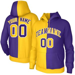 Custom Gold Purple Purple-White Split Fashion Stitched Sportwear Pullover Hoodie