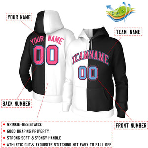 Custom White Black Pink-Black Split Fashion Stitched Sportwear Pullover Hoodie