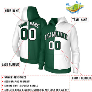 Custom Green White White-Black Split Fashion Stitched Sportwear Pullover Hoodie