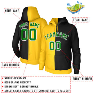 Custom Gold Black Kelly Green-White Split Fashion Stitched Sportwear Pullover Hoodie