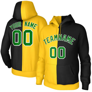 Custom Gold Black Kelly Green-White Split Fashion Stitched Sportwear Pullover Hoodie