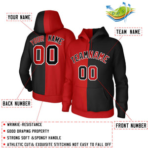 Custom Red Black-White Split Fashion Stitched Sportwear Pullover Hoodie