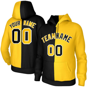 Custom Black Gold Gold-White Split Fashion Stitched Sportwear Pullover Hoodie