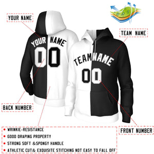 Custom White Black-Gray Split Fashion Stitched Sportwear Pullover Hoodie