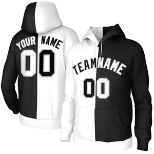 Custom White Black-Gray Split Fashion Stitched Sportwear Pullover Hoodie